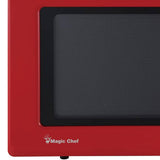Magic Chef 0.9 Cubic Feet 900 Watt Small Stainless Countertop Microwave Oven for Compact Spaces w/ 6 Pre Programmed Cooking Modes, Red Magic Chef
