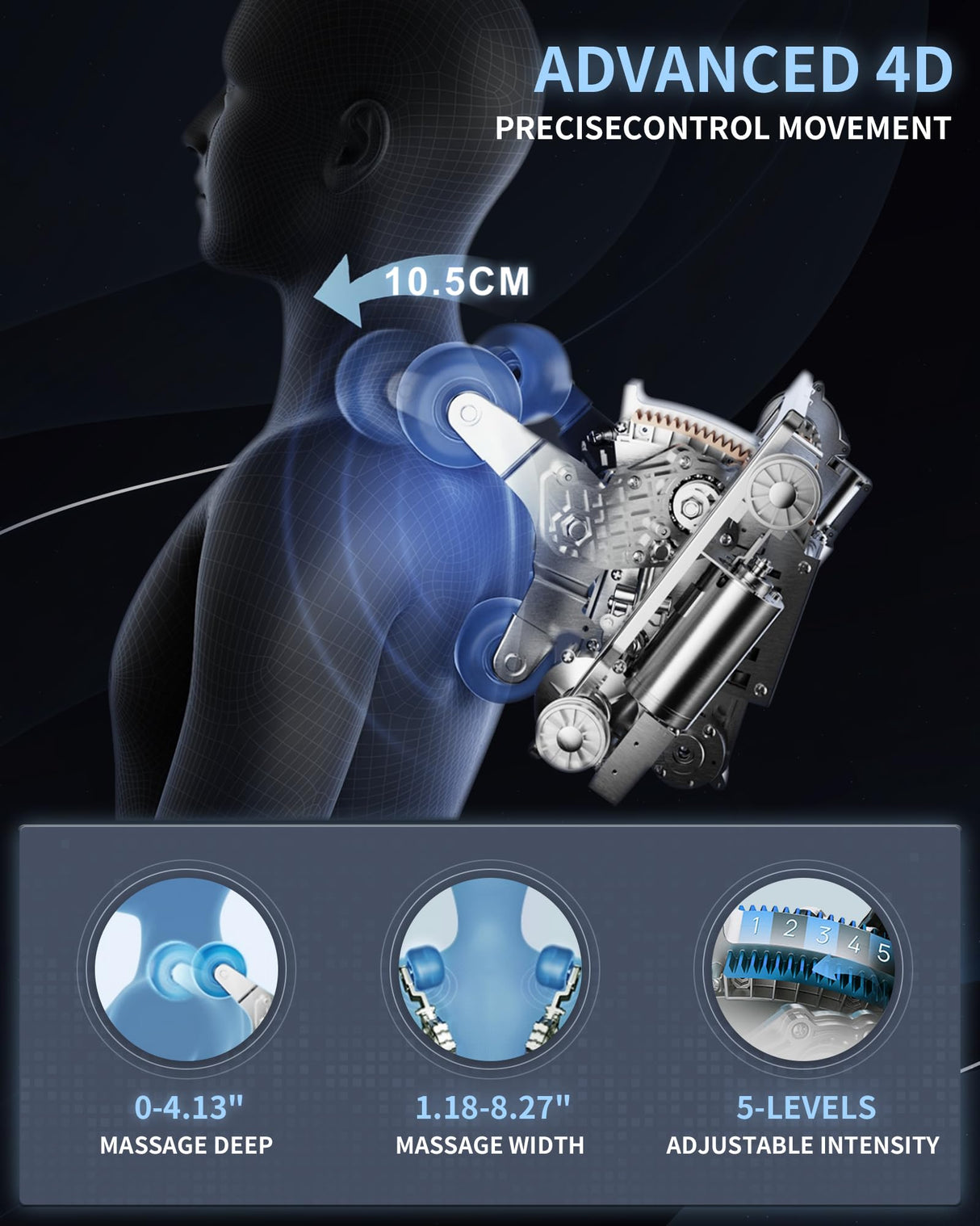 MeitFith 4D+2D Dual Mechanism Massage Chair Full Body, Zero Gravity Shiatsu SL Track Massage Chair with Heat, Calf Rollers, Bluetooth Speakers, AI Voice Control & Smart Body Scan, Black MeitFith