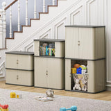 YITAHOME 73 Gallon Large Outdoor Storage Cabinet w/Shelf, Heavy-Duty Double-Wall Resin Storage Cabinet w/Sliding Doors for Indoor/Outdoor/Garage/Lawn Care, Waterproof, Light Gray YITAHOME