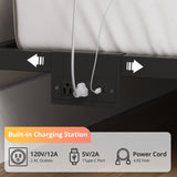 ANCTOR Twin Daybed with 2 Storage Drawers, Corner Bed Frame with LED and Charging Station, Metal Platform Daybed Frame for Living Room, Bedroom and Guest Room, Gray ANCTOR