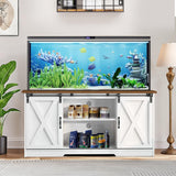 4 EVER WINNER White Coffee Bar Cabinet, Farmhouse Buffet Cabinet with Storage, 59" Sideboard Buffet Cabinet with Sliding Barn Doors, TV Stand Station Long Server Table Cupboard for Living Dining Room 4 EVER WINNER