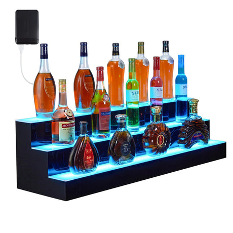 JustSmart 60" Smart 3-Tier LED Wine & Liquor Wall Cabinet - Bluetooth/Remote Control with 16 Static Colors & 1-8H Timer - Holds 50+ Bottles for Bars/Restaurants/Home Use JustSmart