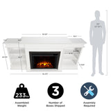 Real Flame Ashton 92" Grand Electric Indoor Fireplace TV Stand for TVs up to 85 inches, Entertainment Center with Adjustable Shelves and Storage, TV Stand for Living Room and Bedroom, White Real Flame