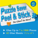 Puzzle Glue Sheets for 7 X 1000 Puzzles 42 Puzzel Saver Sheets Peel and Stick Puzzle Saver Puzzle Accessories with 14 Adhesive Hangers & 1 Scraper dgudgu
