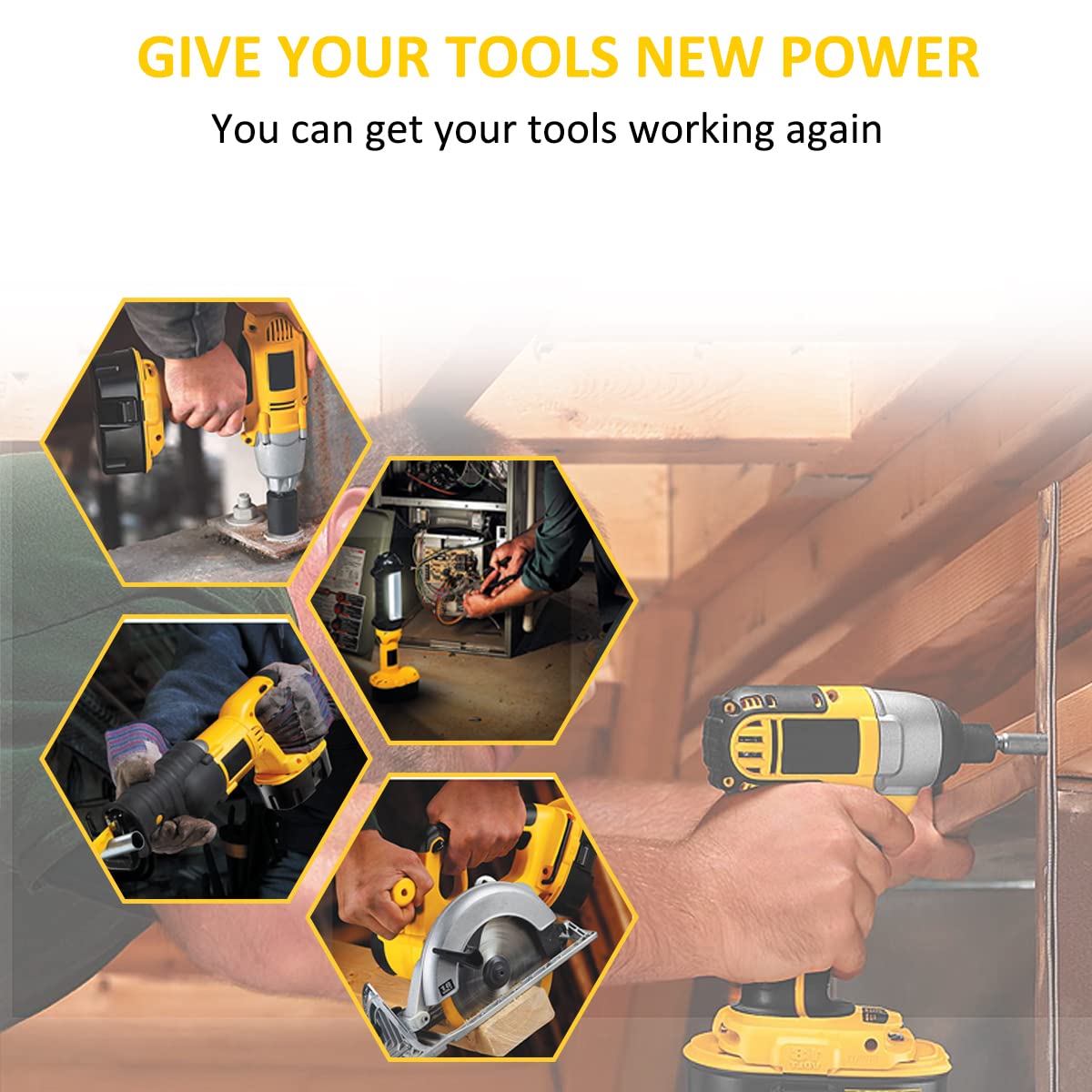 AYTXTG 6.5Ah Lithium Battery Replace for Dewalt 18V XRP Ni-Cad Battery DC9096 DC9098 DC9099 DE9039 DE9095 + DC9310 Fast Charger for Dewalt 7.2V-18V XRP NI-CD NI-MH Battery AYTXTG