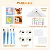MXJSUA 4 Pack Cute Animals Paint by Numbers Kit with Framed Canvas for Ages 6-12 Kids, Elephant Paint by Numbers Kits for Children Beginners, Acrylic Oil Painting for Home Wall Decor Gift (8x8 inch) MXJSUA