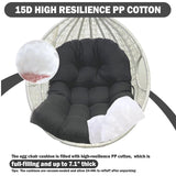 MQK Thick Egg Chair Cushion Replacement, Button Tufted Outdoor Swing Chair Cushion with High Elasticity PP Cotton and Skin-Friendly Fabric, Hanging Cushion for Patio Porch Furniture (Only Cushion) MQK