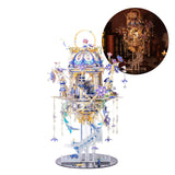 MU 3D Metal Puzzle for Adult Romeo and Juliet with Lighting Musix Box Set, Elf Palace Model Kits Miniature Building, Role-Playing Brain Teaser Love Gift Home Decor, 331pcs MU