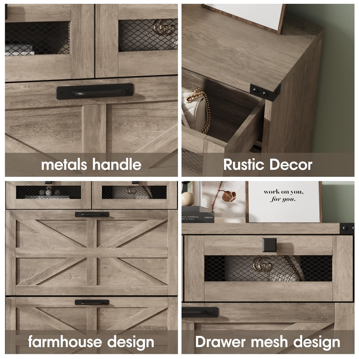 Halitaa Shoe Cabinet with 2 Flip Drawers& 2 Drawers,Farmhouse Shoe Storage Cabinet for entryway,Narrow Freestanding Shoe Rack Cabinet for Entrance,Grey Halitaa