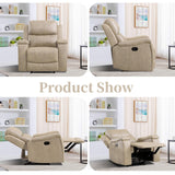 EBELLO Recliner Chair, Single Overstuffed Sofa Recliner, Breathable Faux Leather Manual Reclining Chairs with Hidden Cup Holder, Arm and Back for Adults, Living Room, Bedroom, Beige EBELLO