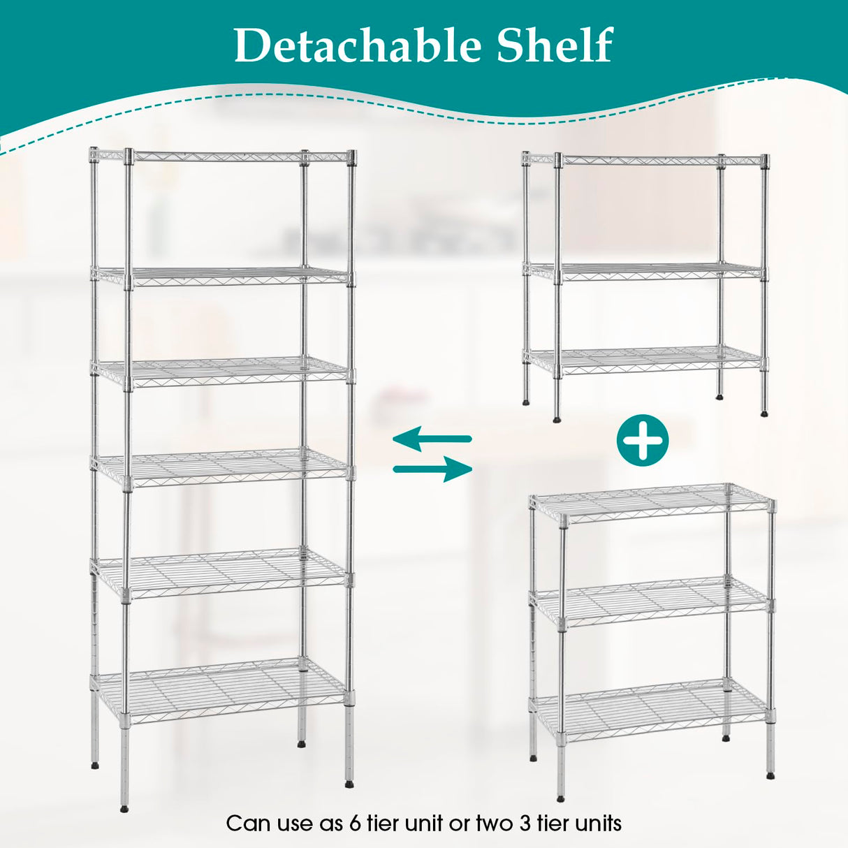 PayLessHere | 6-Tier Wire Shelf | 23"x13"x59" | Chrome | Adjustable Racks | Heavy-Duty Storage Shelves, Holds Upto 1500 lbs | Rust-Resistant, No-Tool Assembly | for Home, Garage Shelving PayLessHere