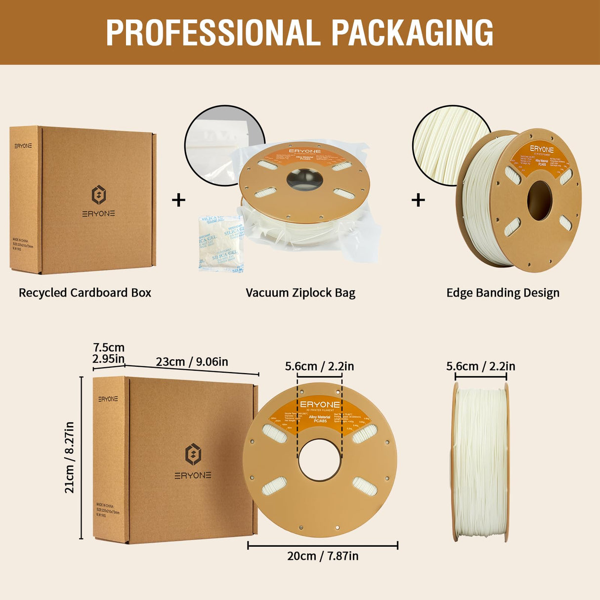 ERYONE Alloy Material PC/ABS Filament 1.75mm +/- 0.03mm, 3D Printing Filament PC/ABS 1kg Spool (2.2LBS), White ERYONE