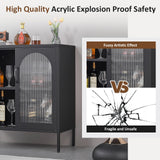 FURSTEL Buffet Cabinet, Modern Industrial Style Sideboard Buffet Cabinet, with Adjustable Shelves Credenza for Living Kitchen Dining Farmhouse, 15.8" L x 27.6" W x 35" H Black FURSTEL