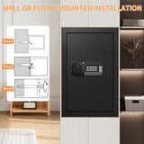 5.1 Cub Large Safes for Home Use Fire and Water Proof, Anti-theft Home Security Safe With Digital Keypad & 3 Removable Shelves and Led Light, Fireproof Safe Box for Documents Money Firearm Valuables Psisuvry