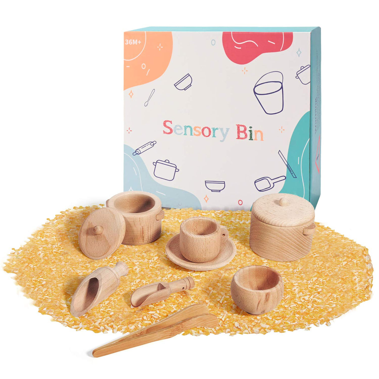 MONT PLEASANT Sensory Bin Toys for Toddlers Montessori Toys, Waldorf Toys, Pretend Play Dish and Tongs- Fine Motor Learning Toys for Sensory Table Activities MONT PLEASANT