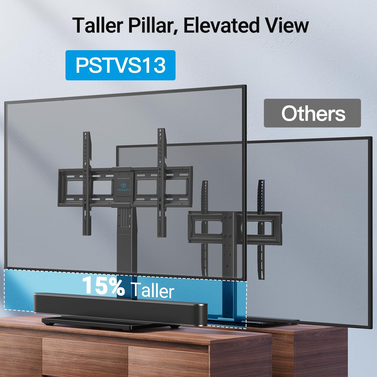 PERLESMITH Universal Swivel TV Stand Base, Table Top TV Stand for 37 to 65,70,75 inch LCD LED TVs, Height Adjustable TV Mount Stand with Tempered Glass Base, VESA 600x400mm, Holds up to 99lbs, PSTVS13