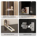 MEISSALIVVE Glass Display Cabinet, 3-Tier Display Case with 7 Color Led Lights, 70.87''H Lighted Curio Cabinet for Collectibles, Trophy, High Gloss, Black MEISSALIVVE