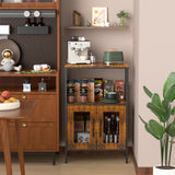 X-cosrack Buffets Coffee Bar Station, 3-Tier Small Coffee Stand Station with Storage, Farmhouse-Style Microwave Cart Featuring 2-Door Cabinet Ideal for Living Room, Entryway, Sideboards X-cosrack