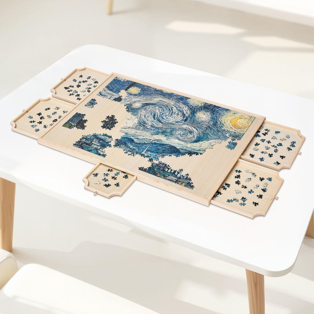 VEVOR 1500 Piece Rotating Puzzle Board with 5 Drawers and Cover, 34x25 inch in Portable Wooden Table, Jigsaw Puzzle Accessories for Adults, Puzzles Organizer Storage System, Birthday Gift for Mom VEVOR