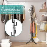 Vriccc Black Coat Rack Freestanding, Bamboo Cactus Coat Tree, Adjustable Height Wooden Coat Stand with 6 Hooks, kids coat rack, Used In The Bedroom Living Room, Office To Hang Clothes, Hats, Bags Vriccc
