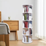 5-Tier 360° Rotating Corner Bookshelf by HAPPCUCOE - Contemporary White Floor Standing Organizer for Home and Office HAPPCUCOE