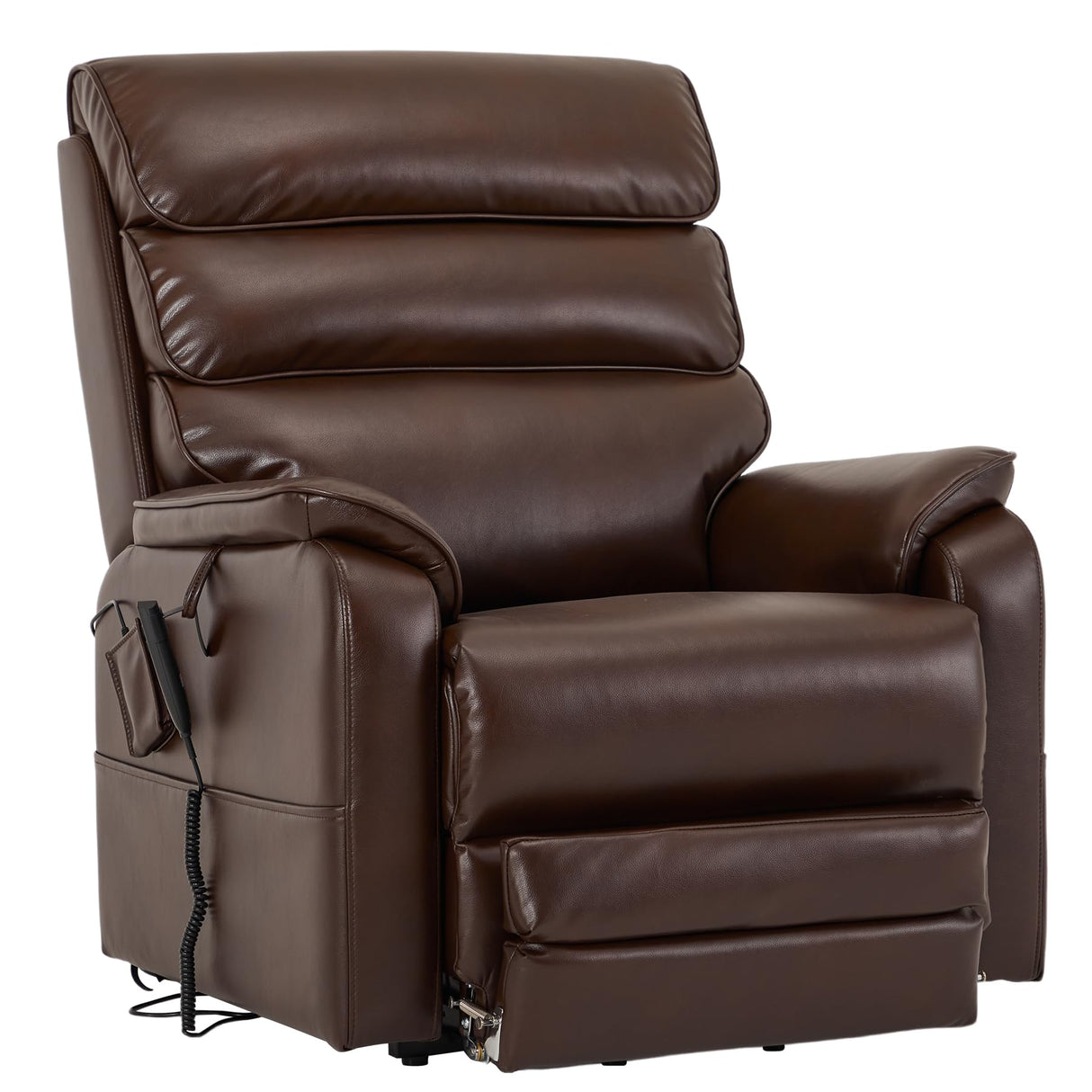 DYNOX 400 LBS Big Tall Man Large-Wide Power Dual Motor Lift Recliners Chairs for Elderly, Lay Flat Lift Chair with Infinite Positions, Heat & Massage, Extended Footrest (9298L,Faux Leather,Brown) DYNOX