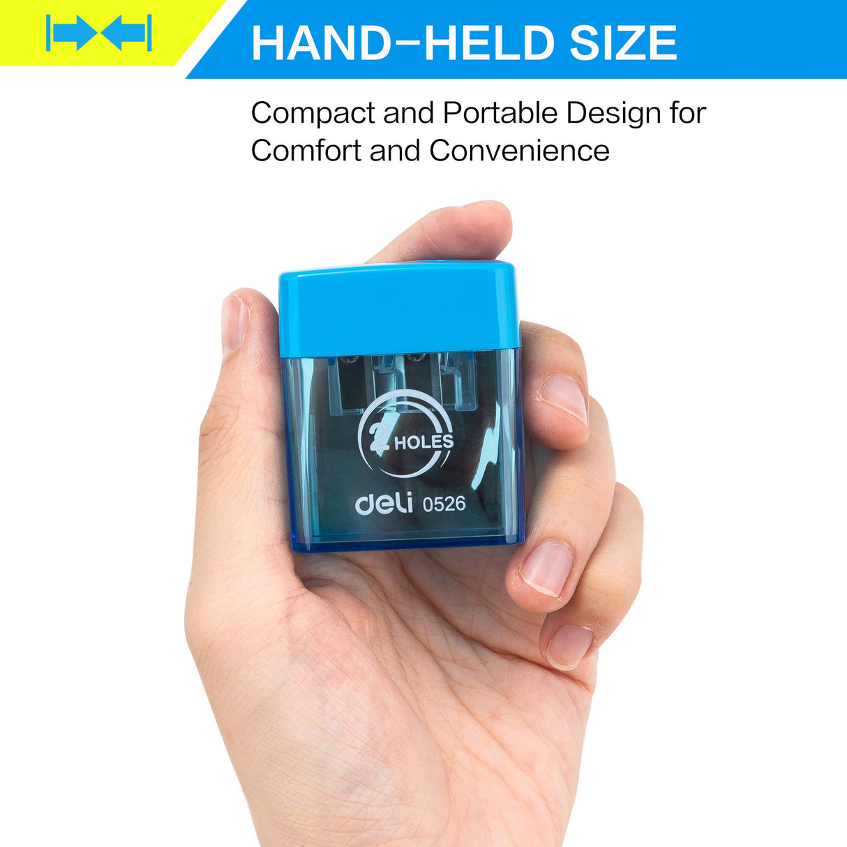 Deli Manual Dual Holes Pencil Sharpeners with Lid, Colored, for Kids & Adults, Random Color deli