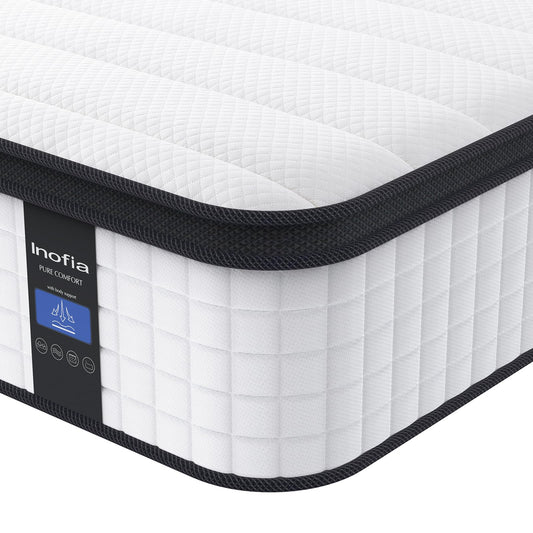 Inofia King Size Mattress, 14 inch Hybrid King Mattress in A Box,Ultra Comfort Memory Foam Layer, Medium Feels, Cooling Breathable Cover,Low Motion Transfer Supports for Any Sleep Position