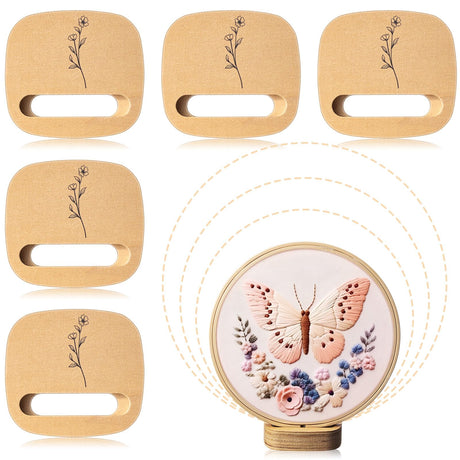 Juexica 5 Pcs Embroidery Hoop Display 3 x 2.76 Inches Embroidery Hoop Holder Wooden Base Hidden Screw Design DIY for Cross Stitch Accessories Decor Juexica