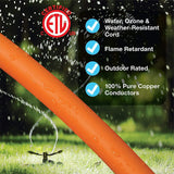 Clear Power 100 ft Outdoor Extension Cord 16/2 SJTW, 2-Prong Polarized Plug, Orange, Water & Weather Resistant, Flame Retardant, General Purpose Power Cord for Lawn & Garden DCOC-0189-DC Clear Power