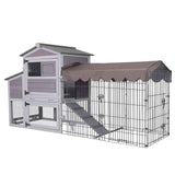 Aivituvin Chicken Coop Mobile Chicken House with Metal Chicken Run Outdoor Rabbit Hutch Wooden Hen House Chicken Tractor with Wheels 82" Aivituvin