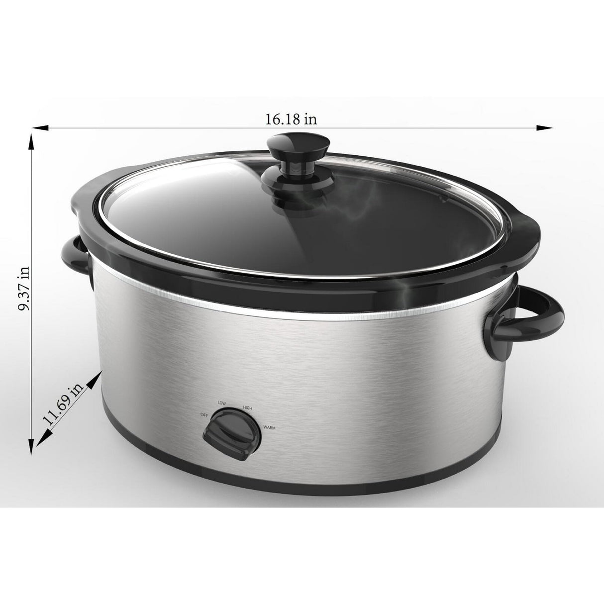 6 Quart Oval Slow Cooker, Stainless Steel Finish, Glass Lid, Adjustable Temp, Perfect for Families and Gatherings Entertaining, Silver LovingStar