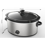 6 Quart Oval Slow Cooker, Stainless Steel Finish, Glass Lid, Adjustable Temp, Perfect for Families and Gatherings Entertaining, Silver LovingStar