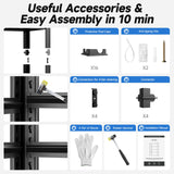 CYNNDA 4-Tier 40" W x 19.7" D x 60" H Garage Shelf Heavy Duty Metal Garage Shelving Load 2200LBS Utility Shelves Industrial Rack Adjustable Shelves for Garages Basement Storage Shelves (Black) CYNNDA