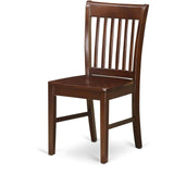 East West Furniture Norfolk Dining Room Slat Back Solid Wood Seat Chairs, Set of 2, Mahogany East West Furniture
