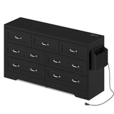 YITAHOME Drawers TV Stand for 65 inches with Power Outlets -Chest of Drawers Dresser with Side Organizer Bag Entertainment Center TV Console, Black YITAHOME