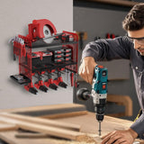 AZBESTPRO Power Tool Organizer Wall Mount Heavy Duty, 3 Tier 4 Drill Holder 17 Inch, Tool Holder and Storage Rack for Garage Organization (Red) AZBESTPRO