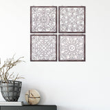 Tatuo 4 Pcs Wood Wall Art Wall Decor Farmhouse Wall Decor for Living Room Wooden Decorative Wood Panels Modern Wall Plaque for Home Kitchen Dining Room(Brown, White,Square) Tatuo