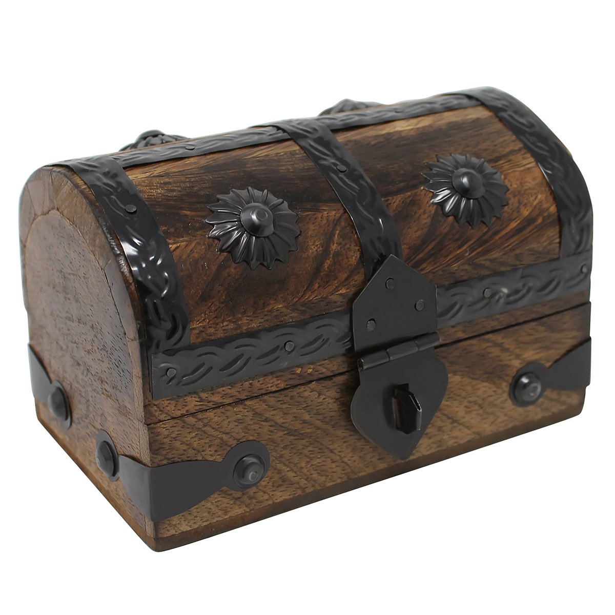 Nautical Cove Treasure Chest Keepsake and Jewelry Wood Box - Toy Treasure Box (5 x 3 x 3.25) Nautical Cove