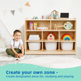 Montessori 8-Section Wooden Toy Organizer and Storage Cabinet for Kids Room OOOK