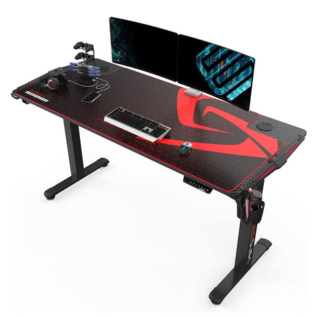 DESIGNA 65 inch Electric Height Adjustable Gaming Desk Standing Desk, Large Computer Desk with RGB LED Lights and Extended Gaming Mouse mat for Home Office DESIGNA