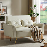 Brelice 48" Faux Leather Loveseat Sofa, Modern Small Couch for Small Space with 2 Pillows, 2 Seater futon Couch for Living Room, Bedroom, Office, Apartment (Beige) Brelice