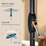 PHI VILLA 10ft Patio Umbrella with Solar Lights, Outdoor 3 Tier Vented Large Market Table Umbrella with 8 Sturdy Ribs and 1.5" Umbrellla Pole for Lawn Poolside Garden Terrace, Peacock Blue & Cerulean PHI VILLA