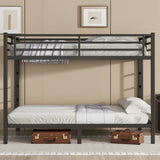Queen Over Queen Bunk Bed for Adults, Teens, Metal Bunk Beds with 2 Ladder and Full Length Guardrail, Heavy Buty Bunk Beds with Noise-Reducing Rubber Stoppers, Black Bellemave