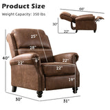 IOMOR Push Back Recliner Chair Faux Leather Lounge Armchair with Rivet Decoration Wingback Single Sofa Chair with Padded Seat Solid Wood Legs for Living Room, Comfy Upholstered Set of 2, Chocolate IOMOR