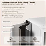 JHYKFG 75" Tall Kitchen Pantry Cabinet,Metal Storage Cabinets with 2 Drawers and Adjustable Shelves,Freestanding Display Cupboard for Dining Room,Living Room,Hallway,Bathroom,White JHYKFG