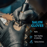 Hand-E Touch Black Nitrile Disposable Gloves Medium, 50 Count - BBQ, Tattoo, Hair Dye, Cooking, Mechanic Gloves - Powder and Latex Free Hand-E Touch