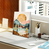 JOOZ 4 Pack Paint by Numbers Kit for Adults with Frame Mountain Paint by Number with Easel Lake Adult Paint by Number Kit on Canvas Framed Sunset Oil Painting Kits for Home Wall Decor 8x12 Inch JOOZ