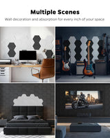 Topnaca Sound Proof Panels for Walls, 12 Pack Hexagon 12''×10''×0.4'' Self-Adhesive Soundproof Wall Panels, High Density Beveled Edge Acoustic Panels for Home, Office, Recording Studio, Room (White) Topnaca