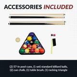 Hathaway Mirage 7.5 Ft Heavy Duty Pool Table – Includes Cue Sticks, Billiard Balls, Brush – Perfect for Professional and Family Billiards Games Room – Red Felt with Wood Finish Hathaway